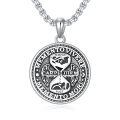 wholesale 925 Sterling Silver Round Pendant with Raven and Hourglass Design - Memento Mori Necklace for Men Women Gifts-0-6
