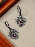 wholesale Hypoallergenic 925 Sterling Silver Black Spider Web Heart Drop Earrings Gothic Gift-0-2