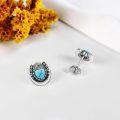 wholesale 925 Sterling Silver Turquoise Heart Horseshoe Stud Earrings-0-4