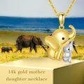 TOUPOP 14K Gold Elephant Necklace For Women, Mother Daughter Gift-0-1