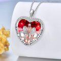 wholesale 925 Sterling Silver Heart-Shaped Red Crystal Angel Pendant Necklace Gift for Sisters and Moms-0-5