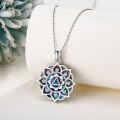 wholesale 925 Sterling Silver Lotus Flower Opal Pendant Necklaces - Soberity s for Women's Christmas Presents-0-2