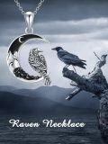 wholesale 925 Sterling Silver Raven Moon Star Necklace Pendant Gothic Jewelry for Women Men-0-5