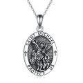 wholesale 925 Sterling Silver Saint Michael Protect Us Oval Medal Pendant Necklace-0-0