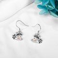 wholesale 925 Sterling Silver Raccoon Dangle Earrings with Heart Charm-0-2