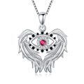 TOUPOP Sterling Silver Red Ruby Angel Wings Protection Pendant Necklace-0-0