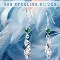 wholesale 925 Sterling Silver Malachite Leaf Drop Earrings-0-2
