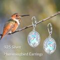 wholesale 925 Sterling Silver Hummingbird Flower Oval Leverback Earrings-0-6