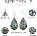 wholesale 925 Sterling Silver Teardrop Abalone Shell Blue Crystal Dragonfly Hook Earrings Celtic Style Gift for Women Her Wife Mom-0-3
