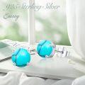 wholesale 925 Sterling Silver Turquoise Stud Earrings 6mm Round Gemstone  for Women-0-5