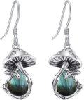 wholesale 925 Sterling Silver Labradorite & Green Stone Mushroom Drop Earrings-0-0