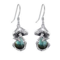 wholesale 925 Sterling Silver Labradorite & Green Stone Mushroom Drop Earrings-Labradorite