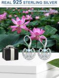 wholesale 925 Sterling Silver Lotus Flower Triple Moonstone Drop Earrings-0-5