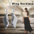 wholesale 925 Sterling Silver Winged Angel Pendant Necklace with Black and White CZ Stones for Couples Gifts-0-5