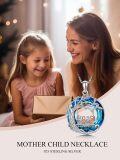 wholesale TOUPOP Birthday Gift For Mom Mothers And 4 Children Necklace Sterling Silver Family Tree Of Life Pendant With Blue Crystal Jewelry For Mom Mother Women Anniversary Christmas Mothers Day Gifts -0-1