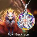 wholesale 925 Sterling Silver Fox Crystal Round Pendant Necklace s for Women-0-2