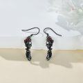 wholesale 925 Sterling Silver Gothic Skeleton Skull Red Crystal Drop Earrings-0-2
