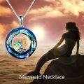 wholesale TOUPOP Mermaid Necklace Mermaid Scales 925 Sterling Silver Pendant Mermaid Jewelry I Love You Forever Jewelry Birthday Christmas Gift For Women -0-1