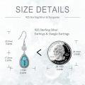 wholesale 925 Sterling Silver Turquoise Teardrop Drop Hook Earrings for Women Girls  4cm Long-0-4