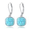 wholesale 925 Sterling Silver Drop Earrings Square Cut Blue Flash Labradorite Platinum Plated-0-5