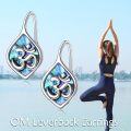 wholesale 925 Sterling Silver Om Symbol Abalone Shell Leverback Earrings 3D Triquetra Design Yoga s for Women Girls-0-5