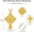 wholesale Gold 925 Sterling Silver Celtic Knot Cross Pendant Necklace  Norse Viking Jewelry for Men Women 24 Chain-0-4