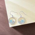 wholesale 925 Sterling Silver Blue Opal Starfish Wave Dangle Earrings Sea Life  for Women Girls-0-5