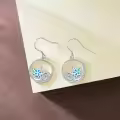wholesale 925 Sterling Silver Blue Opal Starfish Wave Dangle Earrings Wholesale Sea Life  for Women Girls-0-5