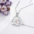 wholesale 925 Sterling Silver Heart-Shaped Dancing Ballerina CZ Pendant Necklace for Women and Girls-0-2