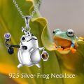 wholesale 925 Sterling Silver Cartoon Animal Pendant Necklace with Purple Crystal and Tiger Eye Stone for Women-0-5