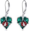wholesale 925 Sterling Silver Green Leaves & Red Ladybugs Drop Earrings Gift for Her-0-0