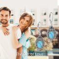 wholesale 925 Sterling Silver Teardrop Turquoise & Black Onyx Dangle Earrings - Western Bohemian Style-0-5