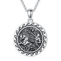 wholesale 925 Sterling Silver Pendant with Mythical Warrior Design - Christian Religious  for Women and Men-Poseidon-1