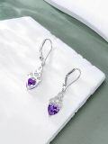 wholesale 925 Sterling Silver Heart Birthstone Celtic Knot Dangle Leverback Earrings-0-9