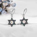 wholesale 925 Sterling Silver Star of David Cross Dangle Earrings with Mother-of-Pearl and Amber Accents for Jewish & Christian Women's Gift-0-2