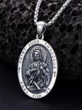 wholesale 925 Sterling Silver Saint Jude Thaddeus Prayer Medal Pendant Necklace  for Women and Men-0-3