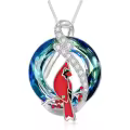 TOUPOP Sterling Silver Crystal Cardinal Necklace Pendant-0-0