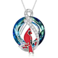 TOUPOP Sterling Silver Crystal Cardinal Necklace Pendant-undefined