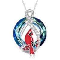 TOUPOP Sterling Silver Crystal Cardinal Necklace Pendant-undefined