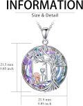 wholesale 925 Sterling Silver Purple Crystal Tree of Life Pendant Necklace with Swing Charm for Sisters and Brothers Gifts-0-5