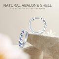 wholesale 925 Sterling Silver Abalone Shell Inlay Round Huggie Hoop Earrings for Women - Hypoallergenic -0-5