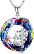 wholesale TOUPOP Nurse Gifts For Women Nurses Necklace Sterling Silver Stethoscope Rn Caduceus Pendant Necklaces Nurse Day Jewelry Graduation Gift For Medical Nursing Student Nurses Doctor -0-0