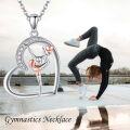 wholesale 925 Sterling Silver Heart-Shaped Gymnast Pendant Necklace with Rose Gold Accents and Cubic Zirconia - Perfect Holiday Gift for Her-0-4