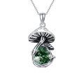 wholesale 925 Sterling Silver Mushroom Pendant With Green Stone-0-0