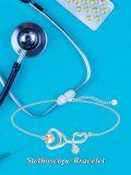wholesale 925 Sterling Silver Heart Stethoscope Charm Bracelet for Nurses-0-4