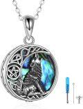 wholesale 925 Sterling Silver Abalone Shell Howling Wolf Celtic Knot Locket Necklace for Women and Men-0-0