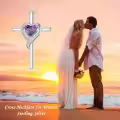 TOUPOP Sterling Silver Amethyst Cross Necklace For Women-0-2