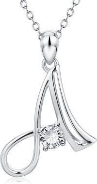wholesale 925 Sterling Silver 26 Alphabet Pendant Necklace Jewelry-Letter A