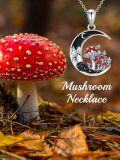 wholesale 925 Sterling Silver Crescent Moon Mushroom Pendant Necklace-0-2
