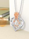 wholesale 925 Sterling Silver Lab-Grown Cubic Zirconia Rose Heart Pendant Necklaces for Women - Anniversary/Birthday/Mother's Day Gift Ideas-0-4